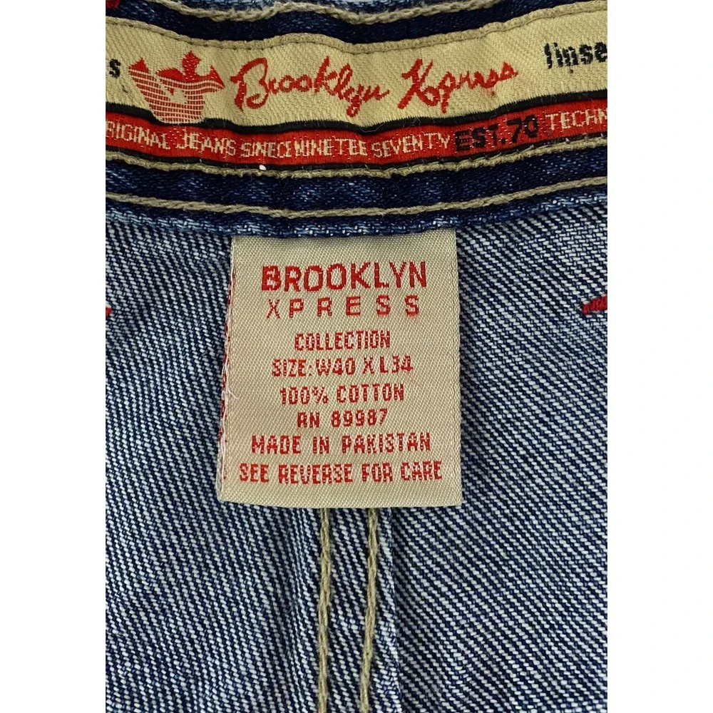 Vintage Brooklyn Xpress Jeans Men's 40x34 Blue Wide Leg‎ Carpenter Denim Y2K